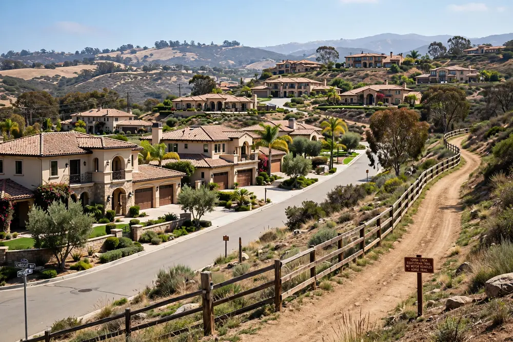 Equestrian neighborhood in Yorba Linda California