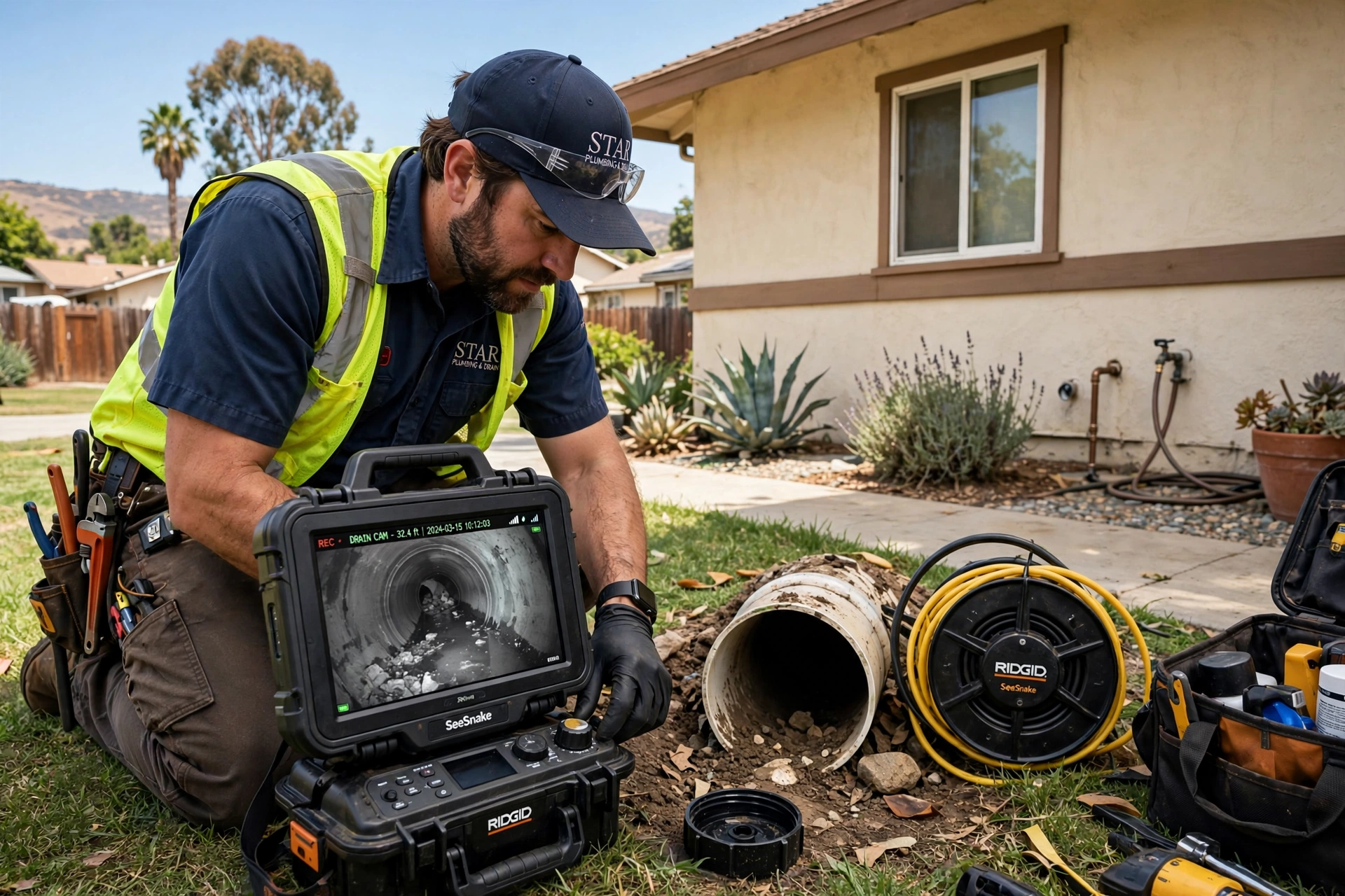 Plumber in Sun City, CA — Sewer camera inspection at California home
