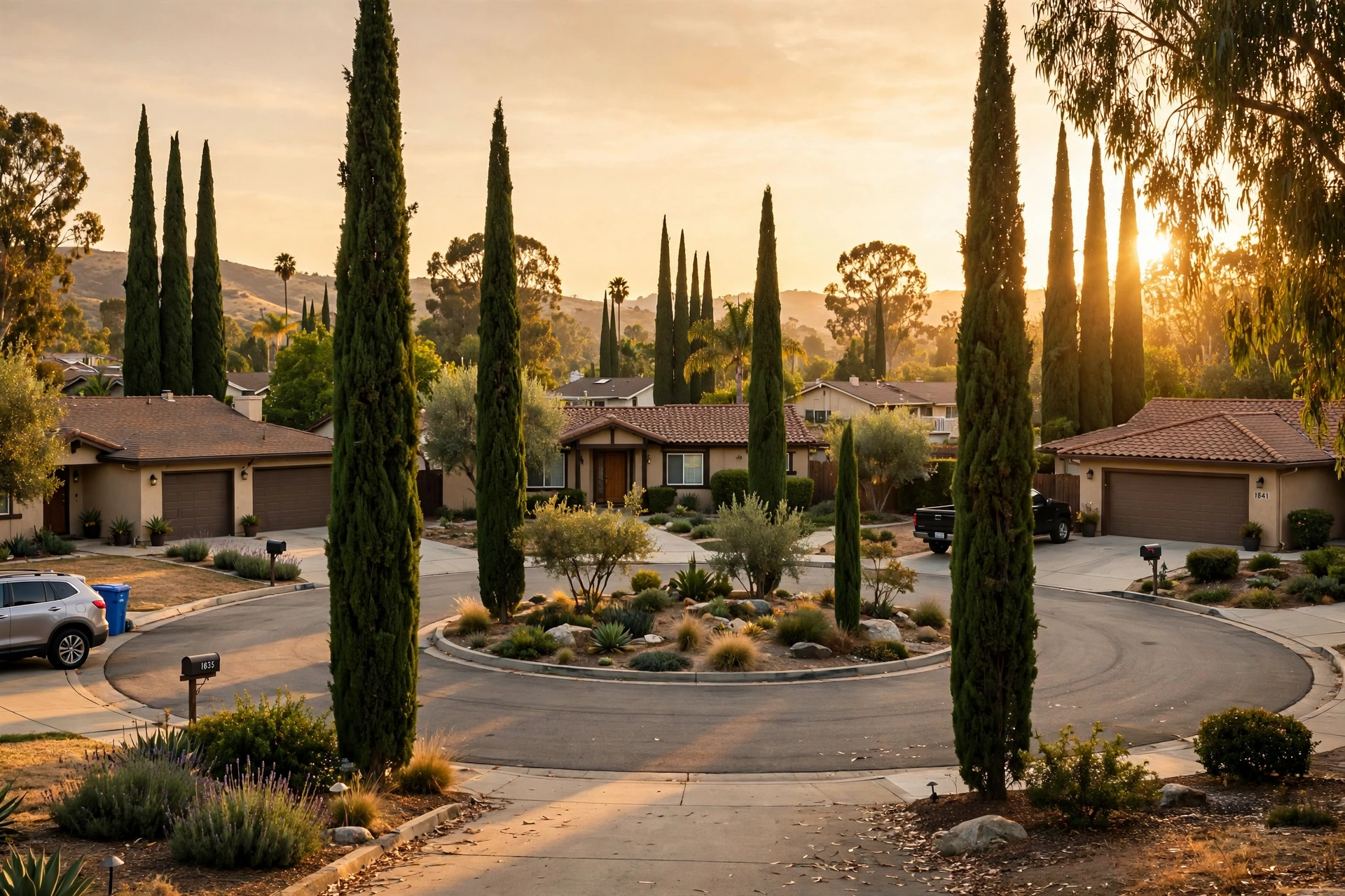 Peaceful residential street in La Palma California Peaceful residential street in La Palma California