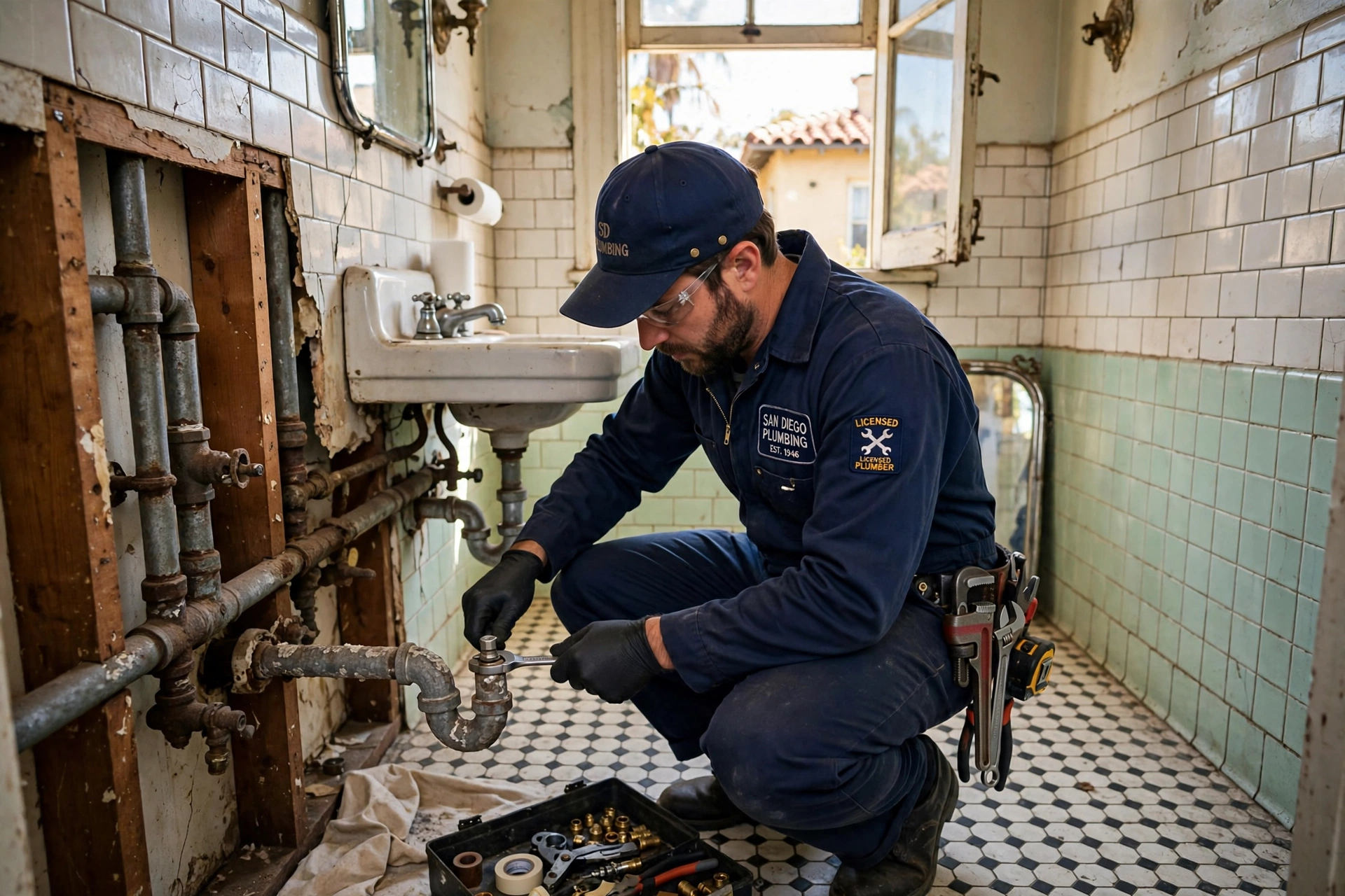 plumber replacing galvanized pipes in San Diego CA historic home plumber replacing galvanized pipes in San Diego CA historic home