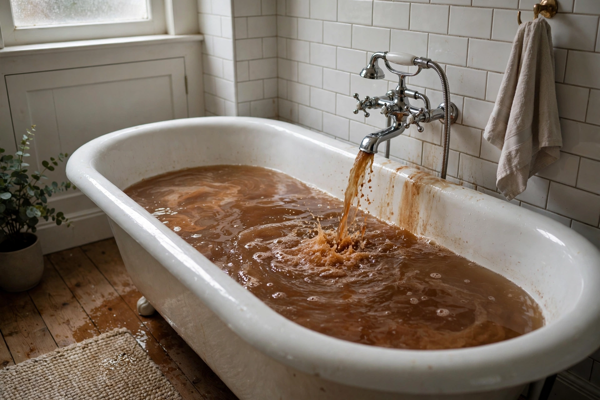 rusty brown hot water - Pro Plumbers California