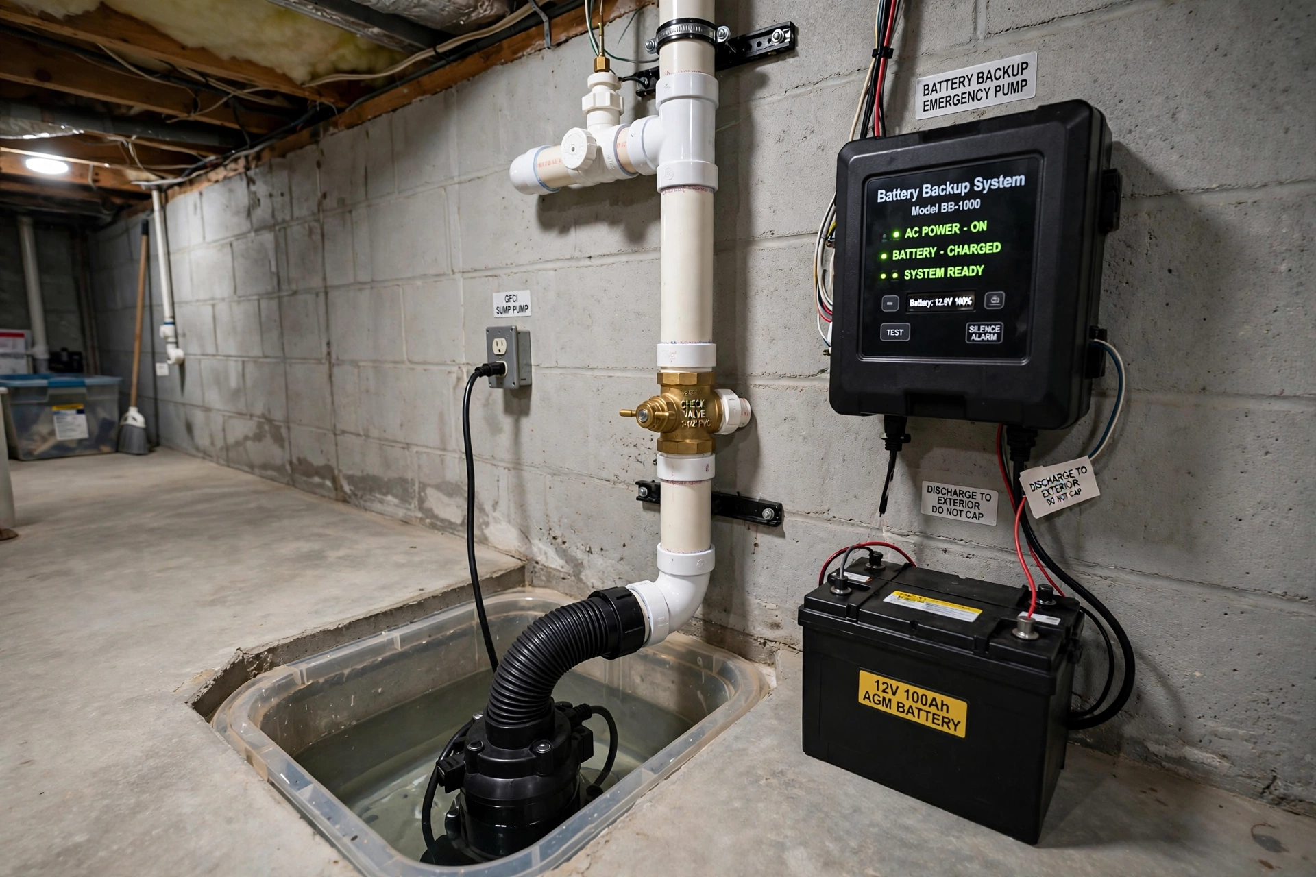 Sump pump with battery backup system - Pro Plumbers California Sump pump with battery backup system - Pro Plumbers California