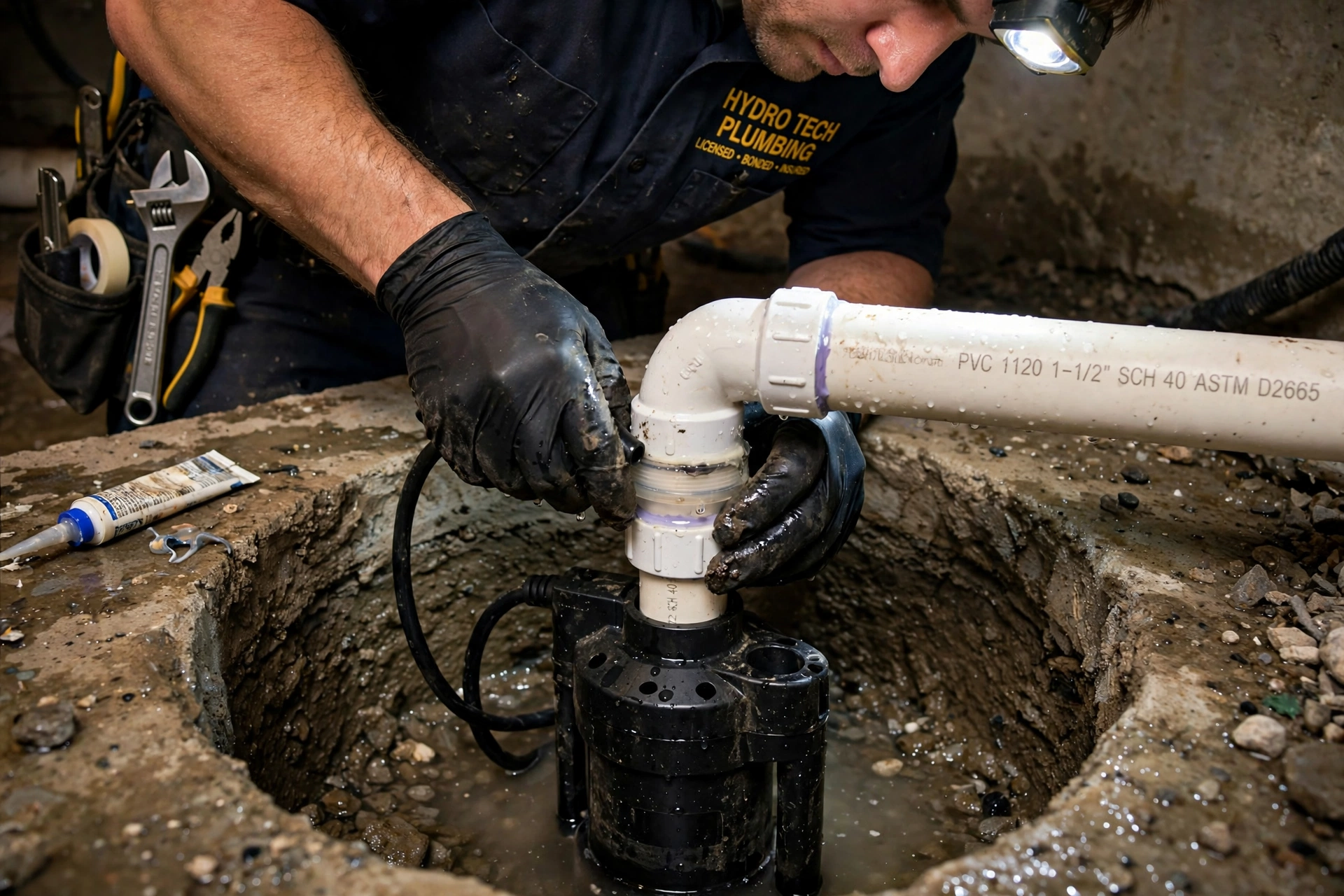 Sump pump installation in basement pit - Pro Plumbers California Sump pump installation in basement pit - Pro Plumbers California